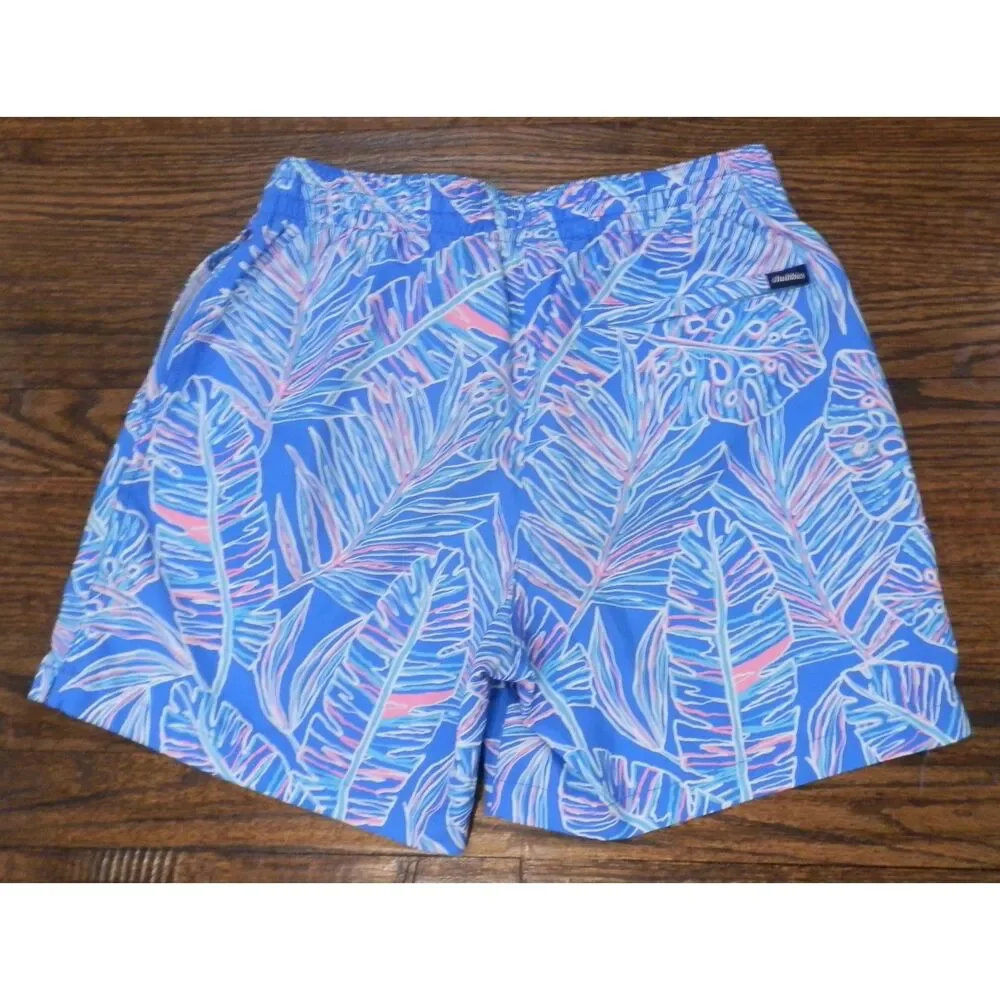 Chubbies Blue Leaf Pattern Swim Trunks 5.5